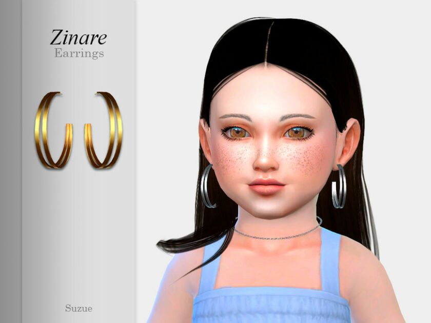 Zinare Earrings Toddler By Suzue 1 Zinare Earrings Toddler By Suzue Sims 4 CC