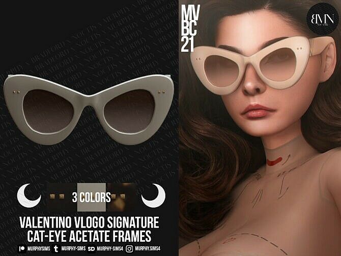 Acetate Cat-Eye Frames By Murphy 1 Acetate Cat-Eye Frames By Murphy Sims 4 CC
