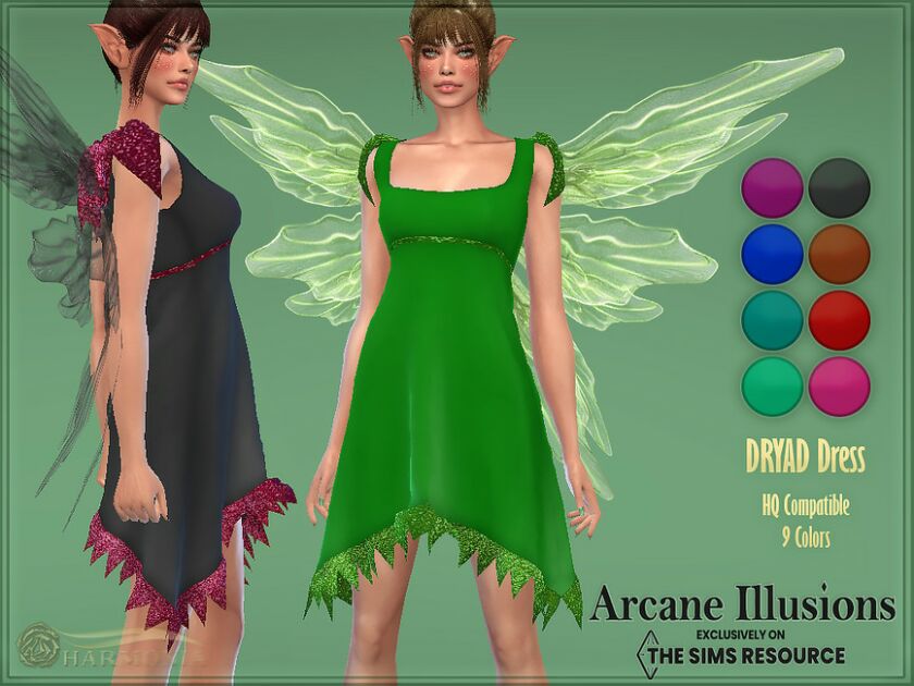 Arcane Illusions Dryad Dress By Harmonia 1 Arcane Illusions Dryad Dress By Harmonia Sims 4 CC