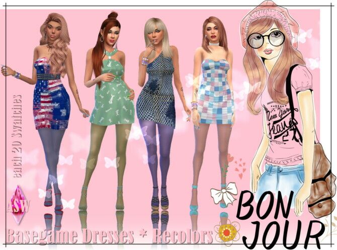 Basegame Dress Recolors 1 Basegame Dress Recolors Sims 4 CC