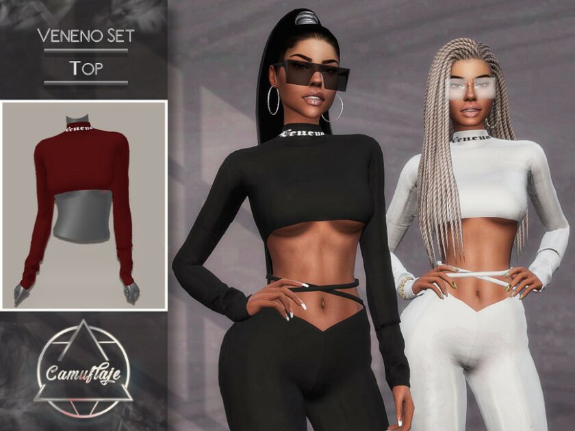 Camuflaje – Veneno SET (TOP) By Camuflaje 1 Camuflaje – Veneno SET (TOP) By Camuflaje Sims 4 CC