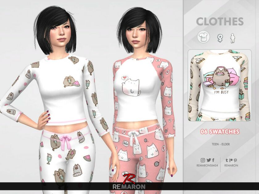 Cats PJ Sweater For Women 01 By Remaron 1 Cats PJ Sweater For Women 01 By Remaron Sims 4 CC