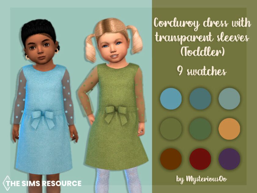 Corduroy Dress With Transparent Sleeves Toddler By Mysteriousoo 1 Corduroy Dress With Transparent Sleeves Toddler By Mysteriousoo Sims 4 CC