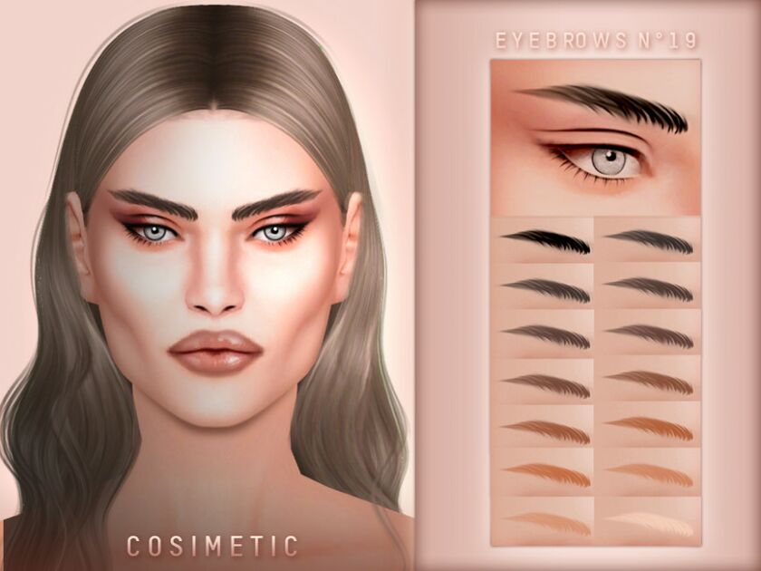 Cosimetic Eyebrows N19 By Cosimetic 1 Cosimetic Eyebrows N19 By Cosimetic Sims 4 CC