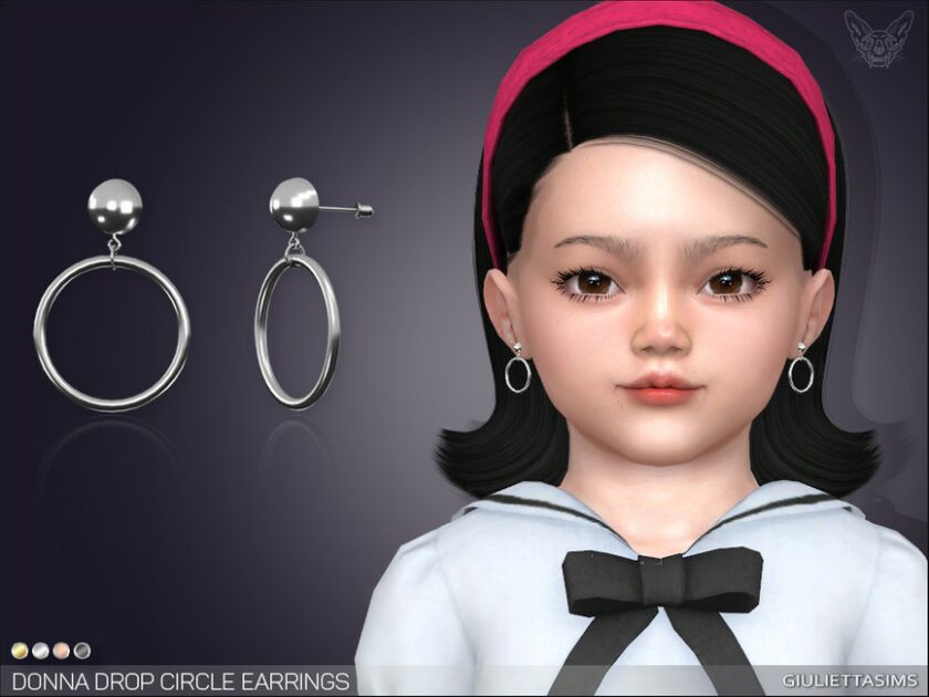 Donna Drop Circle Earrings For Toddlers By Feyona 1 Donna Drop Circle Earrings For Toddlers By Feyona Sims 4 CC