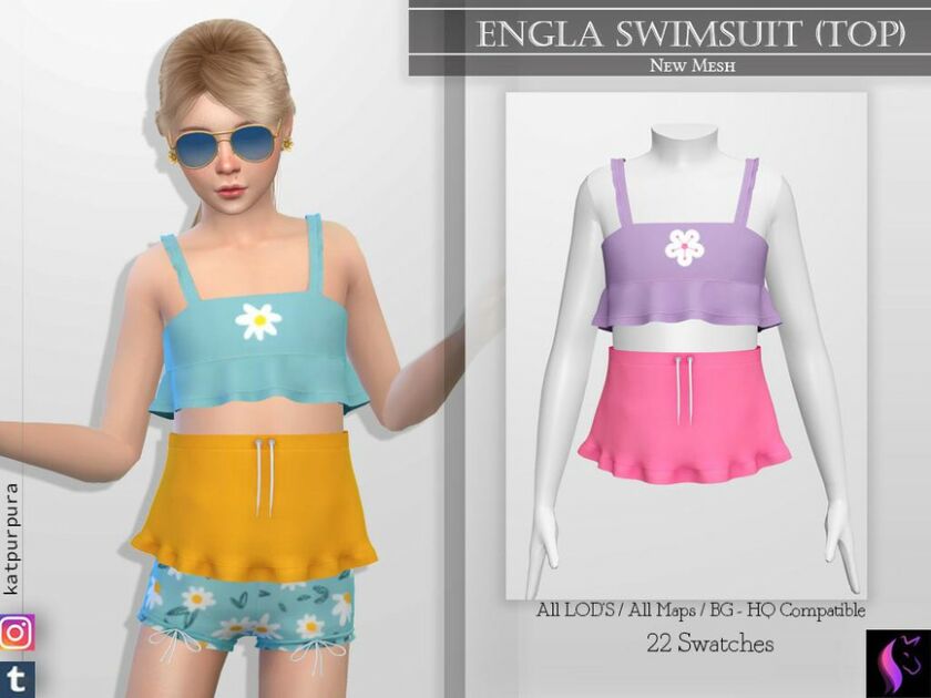 Engla Swimsuit (TOP) By Katpurpura Sims 4 CC
