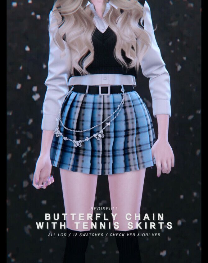 FM Butterfly Chain With Tennis Skirts Sims 4 CC