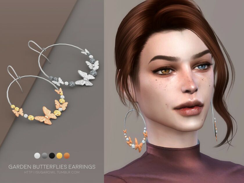Garden Butterflies Earrings 1 Garden Butterflies Earrings Sims 4 CC