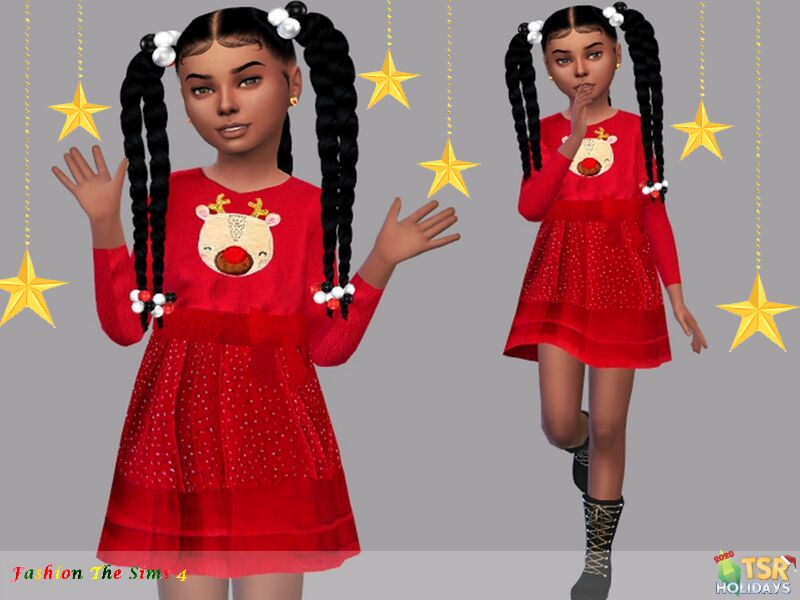 Holiday Wonderland-Dress Child Anna 1 Holiday Wonderland-Dress Child Anna Sims 4 CC