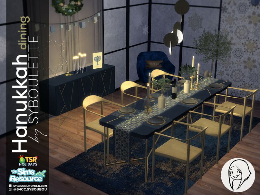 Holiday Wonderland – Hanukkah Dining SET By Syboubou 1 Holiday Wonderland – Hanukkah Dining SET By Syboubou Sims 4 CC