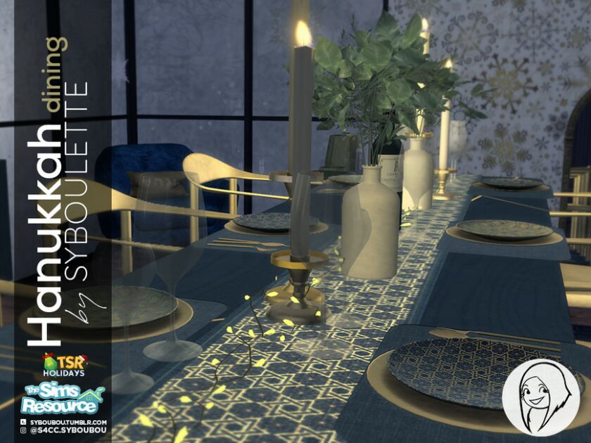 Holiday Wonderland – Hanukkah Dining SET By Syboubou 5 sims 4 cc holiday wonderland hanukkah dining set by syboubou 2