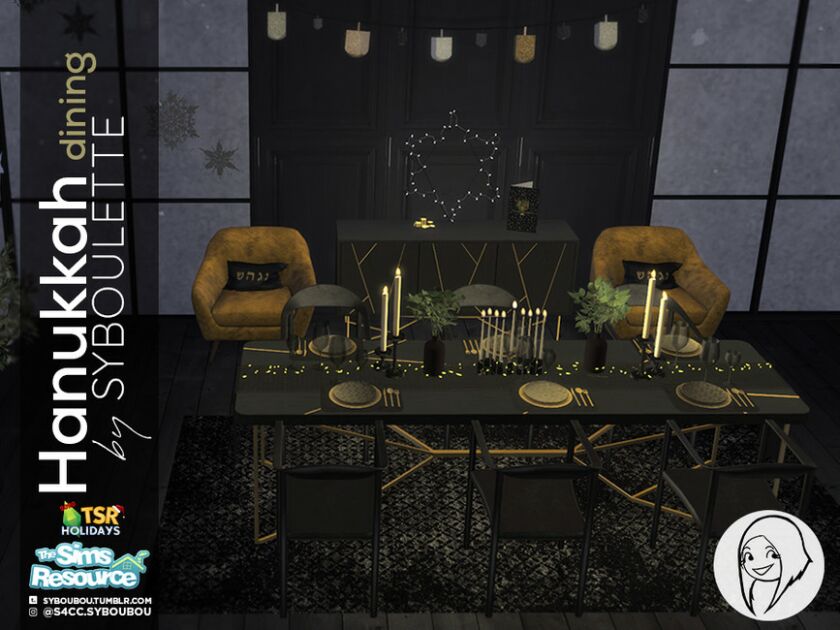 Holiday Wonderland – Hanukkah Dining SET By Syboubou 6 sims 4 cc holiday wonderland hanukkah dining set by syboubou 3