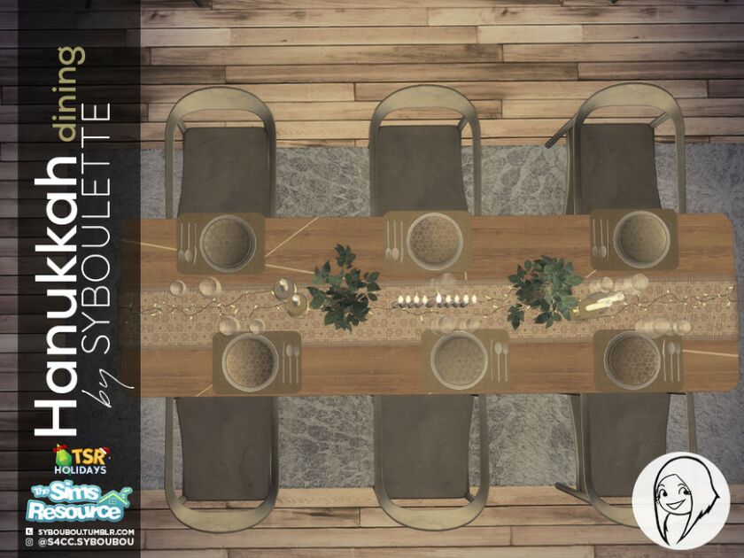Holiday Wonderland – Hanukkah Dining SET By Syboubou 2 sims 4 cc holiday wonderland hanukkah dining set by syboubou 5