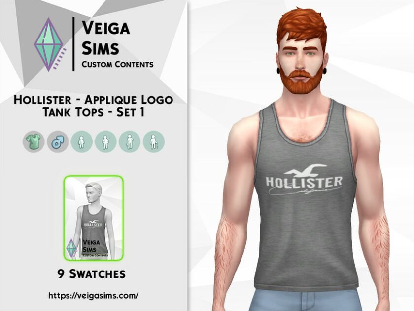 Hollister – Applique Logo Tank Tops – SET 1 1 Hollister – Applique Logo Tank Tops – SET 1 Sims 4 CC