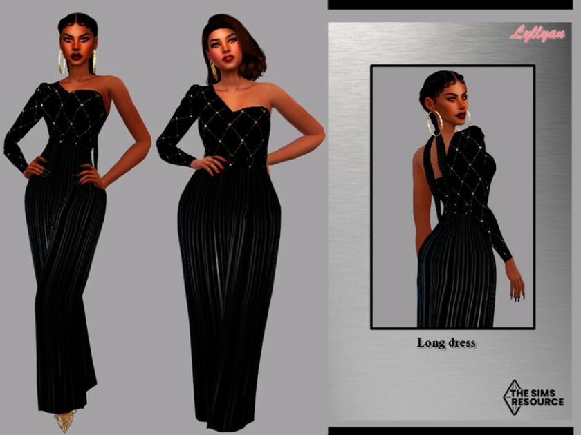 Long Black Dress -Carolina By Lyllyan 1 Long Black Dress -Carolina By Lyllyan Sims 4 CC
