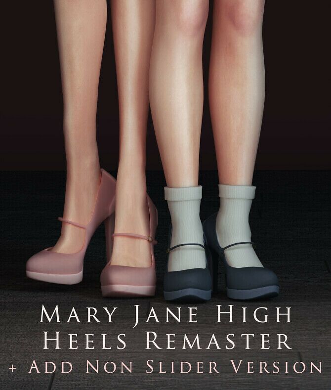 Mary Jane High Heels Remaster 1 Mary Jane High Heels Remaster Sims 4 CC