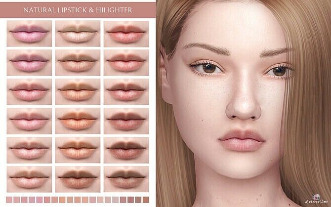 Natural Lipstick & Highlighter 1 Natural Lipstick & Highlighter Sims 4 CC