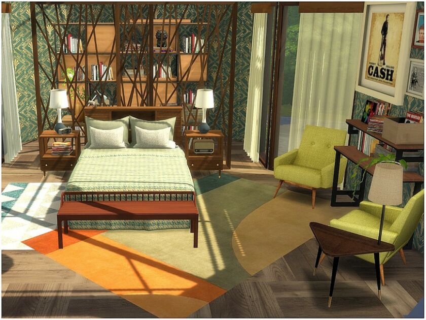 Retro Bedroom By Lotsbymanal 1 Retro Bedroom By Lotsbymanal Sims 4 CC