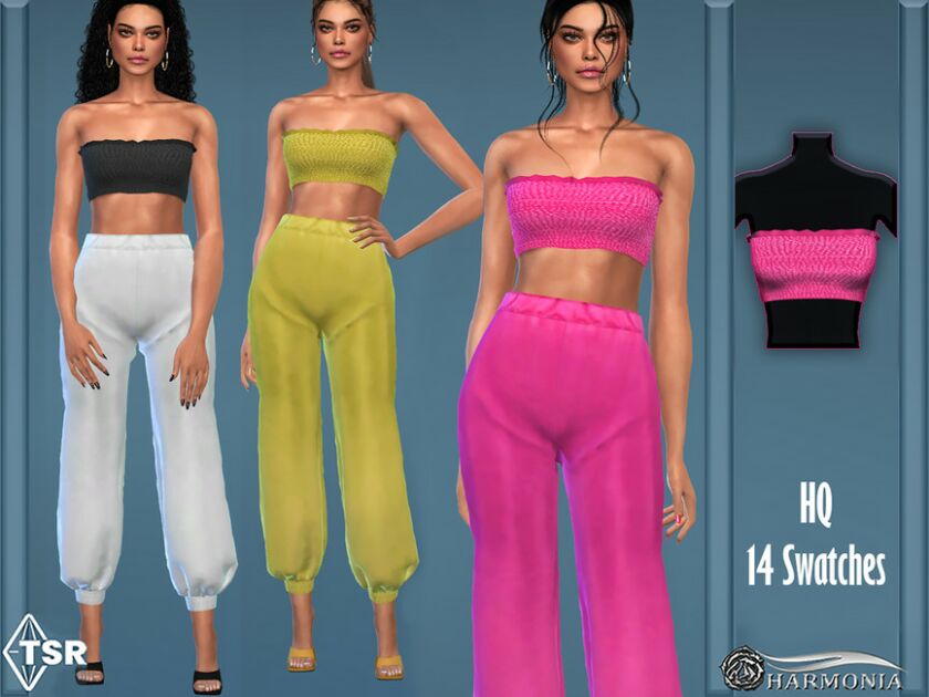 Ruffle Satin Bustier By Harmonia Sims 4 CC