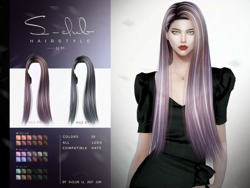 Sclub_Ll Hair_N91 By S-Club 1 Sclub_Ll Hair_N91 By S-Club Sims 4 CC