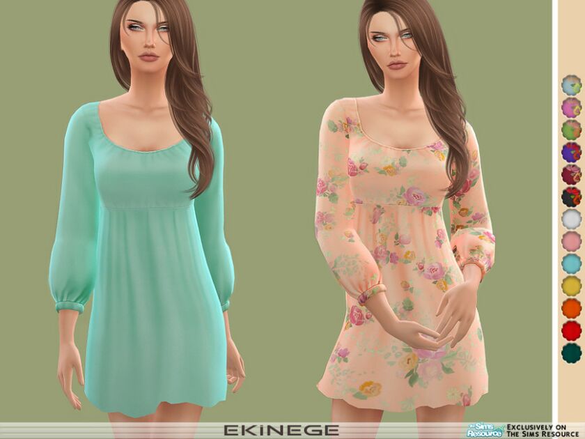 Scoop Neck Long Sleeve Mini Dress By Ekinege 1 Scoop Neck Long Sleeve Mini Dress By Ekinege Sims 4 CC