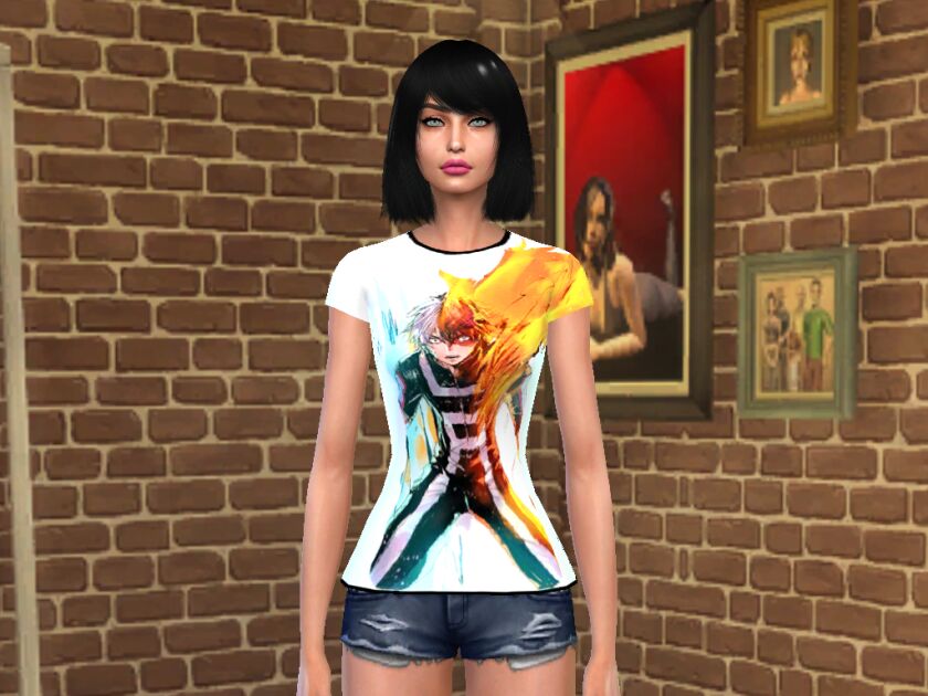 Shoto Boku NO Hero T-Shirt 1 Shoto Boku NO Hero T-Shirt Sims 4 CC