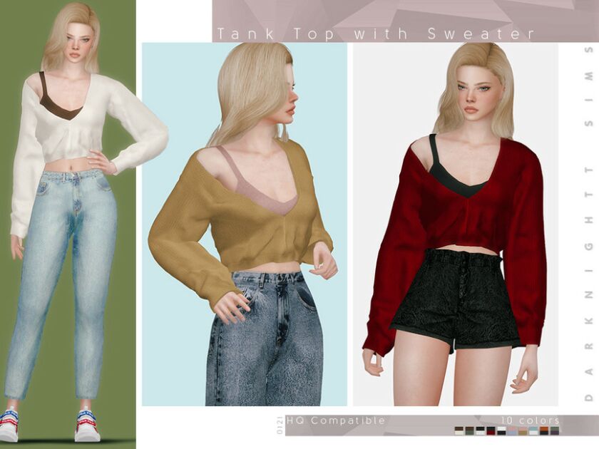 Tank TOP With Sweater 1 Tank TOP With Sweater Sims 4 CC
