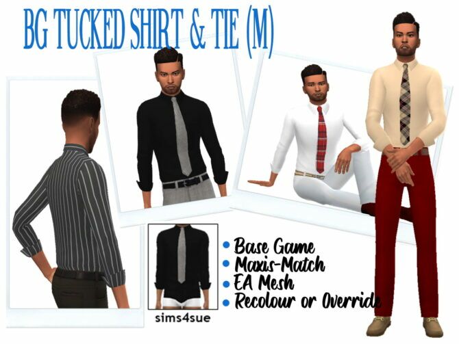 Tucked Shirt & TIE (M) BG 1 Tucked Shirt & TIE (M) BG Sims 4 CC