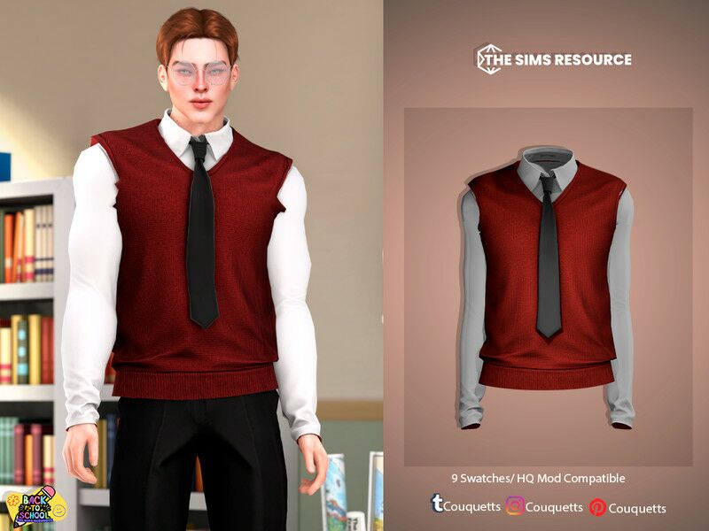 Back To School Riley Uniform Top Sims 4 CC