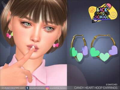 Candy Heart Hoop Earrings Sims 4 CC