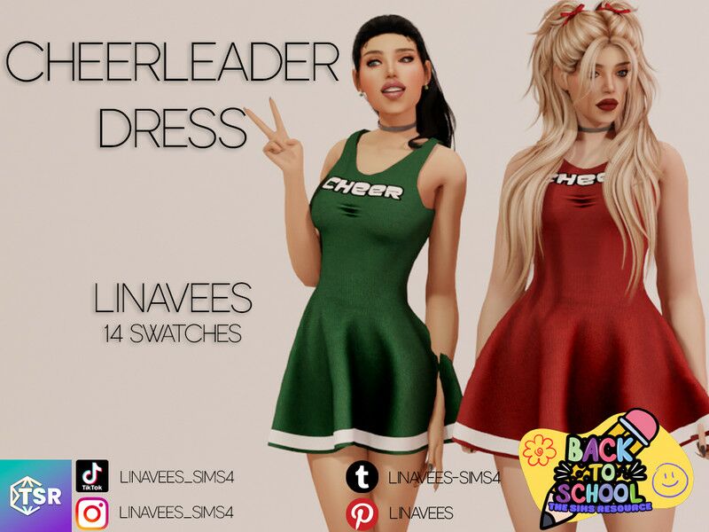 Back To School Cheerleader Dress 1 Back To School Cheerleader Dress Sims 4 CC