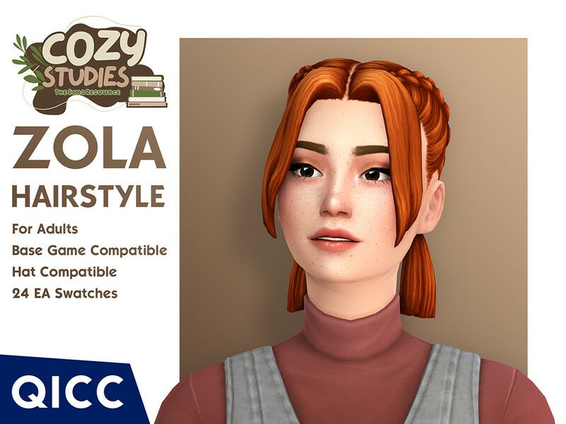 Cozy Studies - Zola Hair 1 Cozy Studies – Zola Hair Sims 4 CC