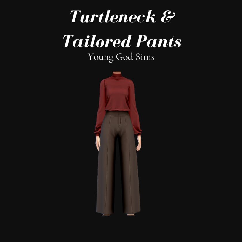 Turtleneck & Tailored Pants 1 Turtleneck & Tailored Pants Sims 4 CC