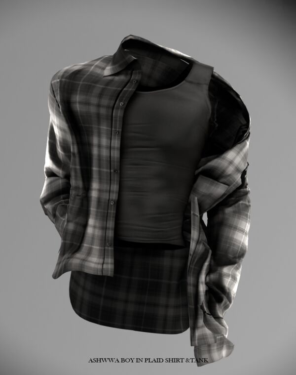 Sims 4 Boy in Plaid Shirt & Tank 1 Sims 4 Boy in Plaid Shirt & Tank Sims 4 CC