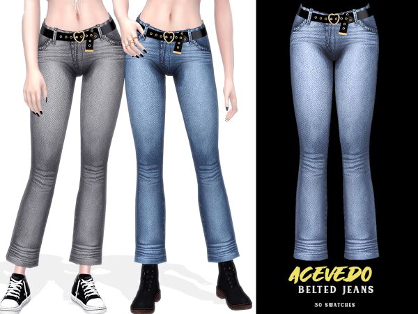 Acevedo Belted Jeans 1 Acevedo Belted Jeans Sims 4 CC
