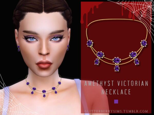Stunning Amethyst Victorian Necklace 1 Stunning Amethyst Victorian Necklace Sims 4 CC