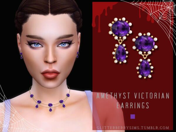 Stunning Amethyst Victorian Necklace 2 sims 4 cc amethyst victorian necklace by glitterberryfly 2