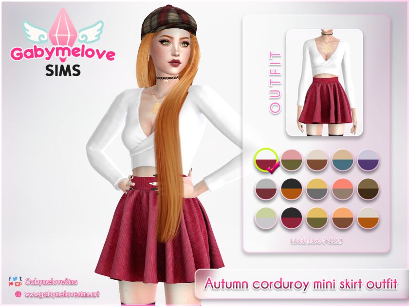 Autumn Corduroy Mini Skirt Outfit 2 sims 4 cc autumn corduroy mini skirt outfit 2