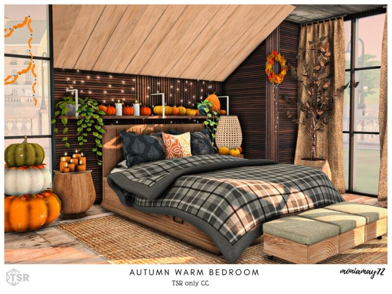 Cozy Autumn Bedroom Design 3 sims 4 cc autumn warm bedroom 3
