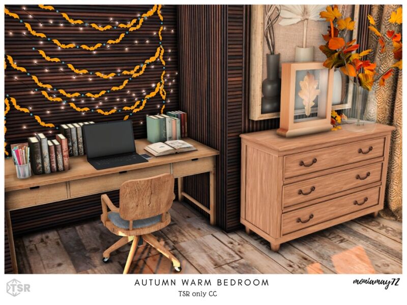 Cozy Autumn Bedroom Design 2 sims 4 cc autumn warm bedroom 4
