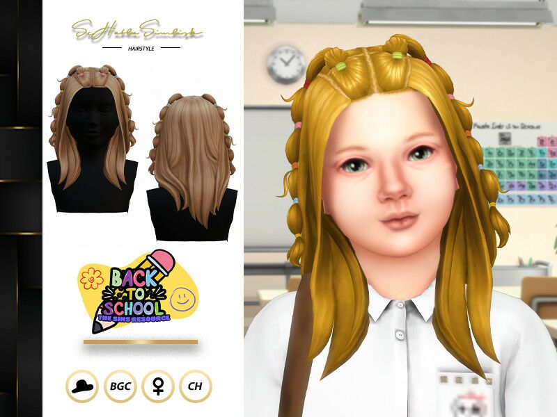 Back To School: Julieta Hairstyle for Kids 1 Back To School: Julieta Hairstyle for Kids Sims 4 CC