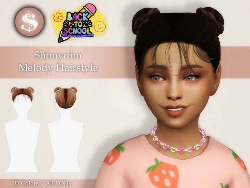 Back To School Melody Hairstyle for Kids 1 Back To School Melody Hairstyle for Kids Sims 4 CC
