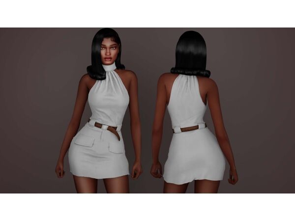 Chic Belted Turtleneck Mini Dress 1 Chic Belted Turtleneck Mini Dress Sims 4 CC