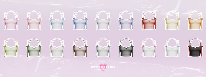 BOW Corset TOP & Scrunchie Bracelet 2 sims 4 cc bow corset top ♡ scrunchie bracelet ♡ by korkassims 2