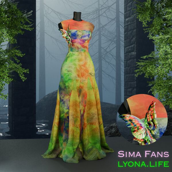 Stunning Butterfly Dress for Women 1 Stunning Butterfly Dress for Women Sims 4 CC