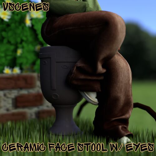 Ceramic Face Stool: A Unique Blender Mesh 2 sims 4 cc ceramic face stool blender mesh by villareal scenes 2