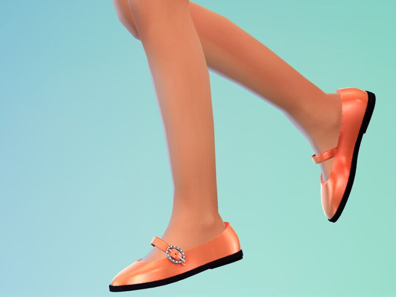 Stylish Child Ballet Flats with Pearls and Diamond Buckle 2 sims 4 cc child ballet flats with pearls and diamond buckle by flystone 2