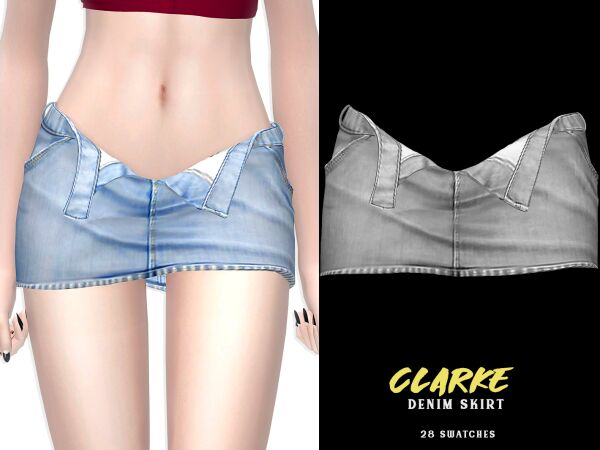 Clarke Denim Mini Skirt 1 Clarke Denim Mini Skirt Sims 4 CC