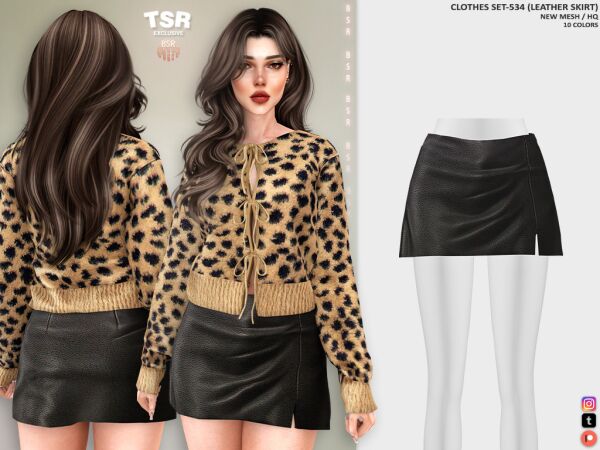 Stylish Leather Skirt Set for Your Sims 1 Stylish Leather Skirt Set for Your Sims Sims 4 CC