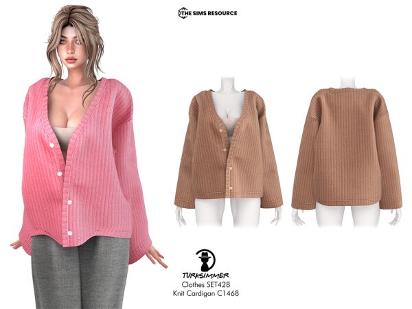 Stylish Knit Cardigan and Wide-Leg Pants Set 1 Stylish Knit Cardigan and Wide-Leg Pants Set Sims 4 CC